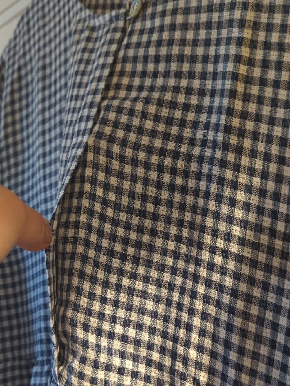 NWT LINTICO Linen Check Long Sleeve Midi Dress - Picture 6 of 7